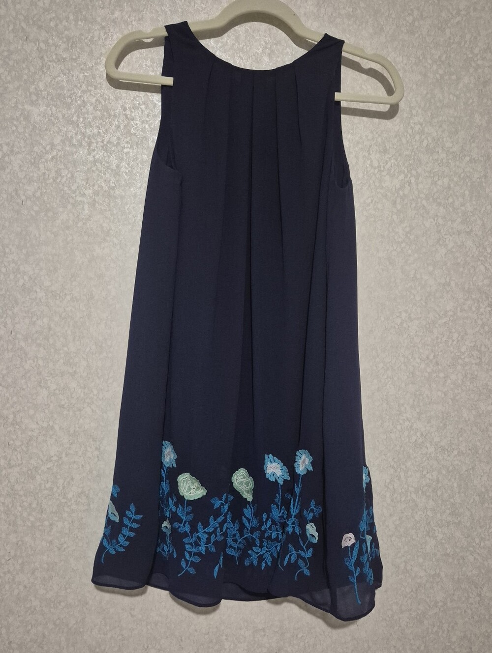 LOFT Navy Sleeveless Mini Dress with Blue & Teal Floral Embroidery..Size:2